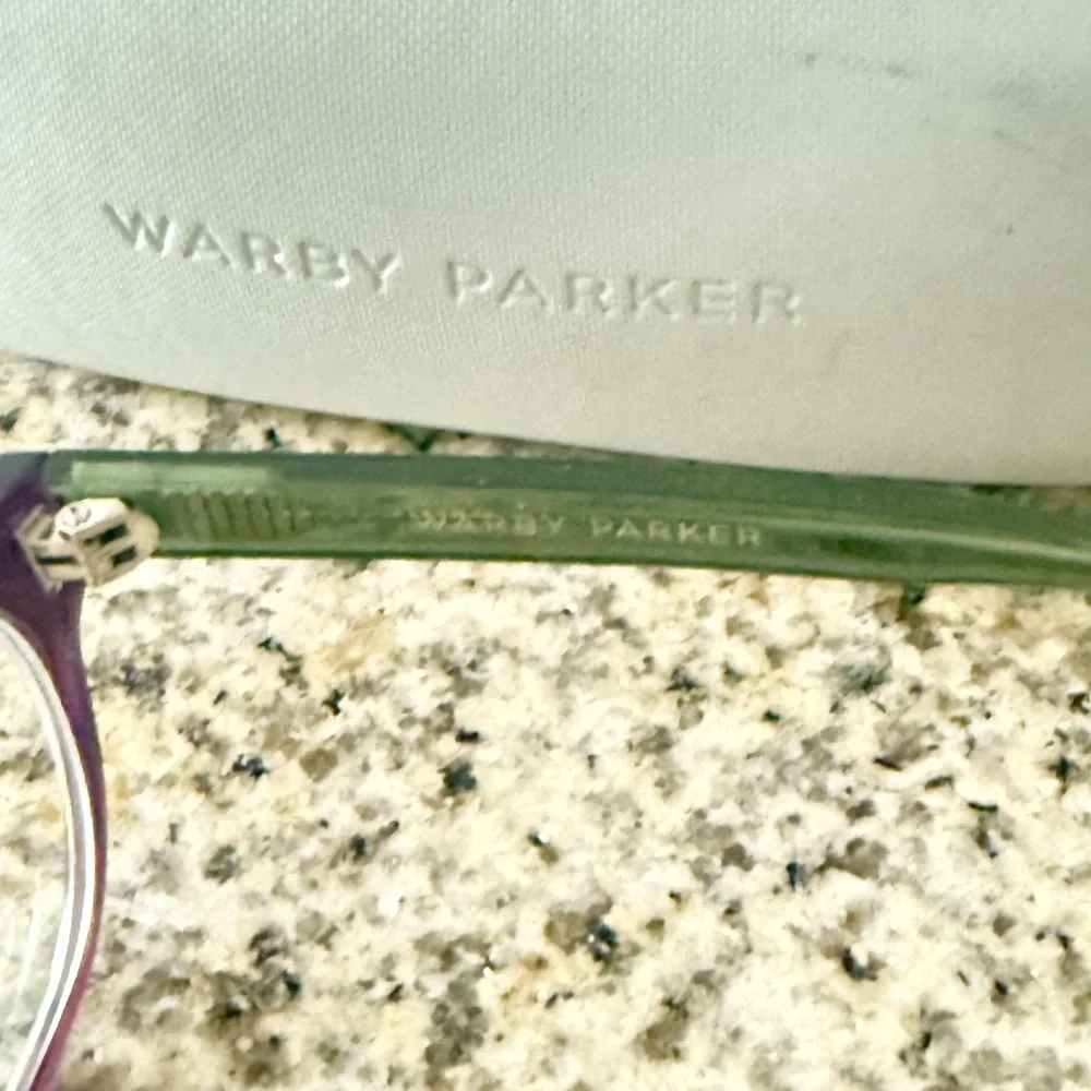 Warby Parker Plum and Green Eyeglasses with Case